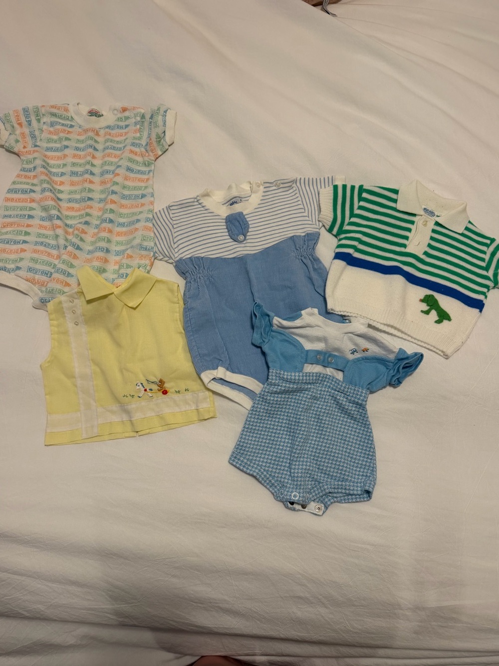 Vintage Baby 5 piece lot, mixed sizes 3-24m